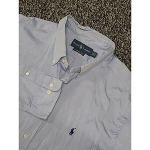 Ralph Lauren Shirt Mens 17.5 36/37 XL Blue Classic Fit‎ Long Sleeve Button Down